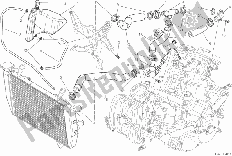 All parts for the Cooling Circuit of the Ducati Multistrada 1200 S Touring 2014